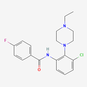 molecular formula C19H21ClFN3O B3437152 N-[3-chloro-2-(4-ethylpiperazin-1-yl)phenyl]-4-fluorobenzamide 