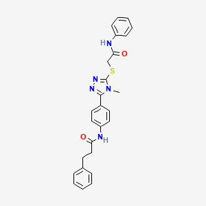 molecular formula C26H25N5O2S B3437169 N-(4-{5-[(2-anilino-2-oxoethyl)thio]-4-methyl-4H-1,2,4-triazol-3-yl}phenyl)-3-phenylpropanamide 