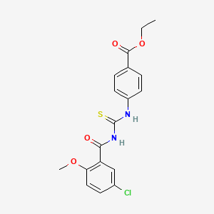 molecular formula C18H17ClN2O4S B3437193 Ethyl 4-({[(5-chloro-2-methoxyphenyl)carbonyl]carbamothioyl}amino)benzoate 