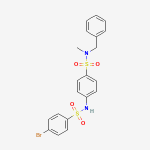 molecular formula C20H19BrN2O4S2 B3437521 N-BENZYL-4-(4-BROMOBENZENESULFONAMIDO)-N-METHYLBENZENE-1-SULFONAMIDE 