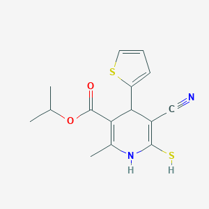 molecular formula C15H16N2O2S2 B343774 Isopropyl 5-cyano-2-methyl-6-sulfanyl-4-(2-thienyl)-1,4-dihydro-3-pyridinecarboxylate 