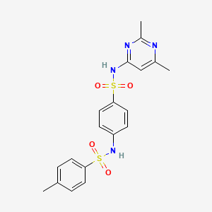 molecular formula C19H20N4O4S2 B3437792 N-{4-[(2,6-DIMETHYL-4-PYRIMIDINYL)SULFAMOYL]PHENYL}-4-METHYLBENZENESULFONAMIDE 