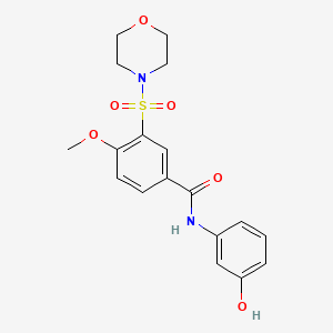 molecular formula C18H20N2O6S B3437941 N-(3-HYDROXYPHENYL)-4-METHOXY-3-(MORPHOLINE-4-SULFONYL)BENZAMIDE 
