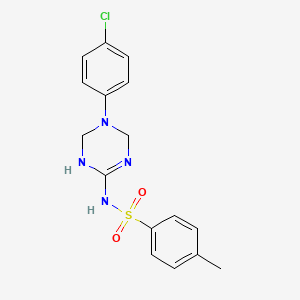 molecular formula C16H17ClN4O2S B3437954 N-[5-(4-CHLOROPHENYL)-1,3,5-TRIAZINAN-2-YLIDENE]-4-METHYLBENZENE-1-SULFONAMIDE 