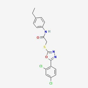 molecular formula C18H15Cl2N3O2S B3438004 2-{[5-(2,4-dichlorophenyl)-1,3,4-oxadiazol-2-yl]sulfanyl}-N-(4-ethylphenyl)acetamide 