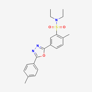 molecular formula C20H23N3O3S B3438029 N,N-DIETHYL-2-METHYL-5-[5-(4-METHYLPHENYL)-1,3,4-OXADIAZOL-2-YL]BENZENE-1-SULFONAMIDE 