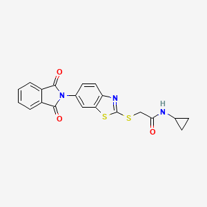 molecular formula C20H15N3O3S2 B3438285 N-CYCLOPROPYL-2-{[6-(1,3-DIOXO-2,3-DIHYDRO-1H-ISOINDOL-2-YL)-1,3-BENZOTHIAZOL-2-YL]SULFANYL}ACETAMIDE 