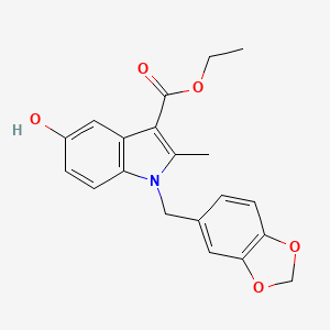 molecular formula C20H19NO5 B3438306 ETHYL 1-[(2H-1,3-BENZODIOXOL-5-YL)METHYL]-5-HYDROXY-2-METHYL-1H-INDOLE-3-CARBOXYLATE 