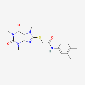 molecular formula C18H21N5O3S B3438367 N-(3,4-dimethylphenyl)-2-[(1,3,7-trimethyl-2,6-dioxo-2,3,6,7-tetrahydro-1H-purin-8-yl)sulfanyl]acetamide 