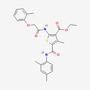 molecular formula C26H28N2O5S B3438540 Ethyl 5-[(2,4-dimethylphenyl)carbamoyl]-4-methyl-2-[2-(2-methylphenoxy)acetamido]thiophene-3-carboxylate 