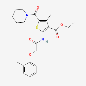 molecular formula C23H28N2O5S B3438554 ETHYL 4-METHYL-2-[2-(2-METHYLPHENOXY)ACETAMIDO]-5-(PIPERIDINE-1-CARBONYL)THIOPHENE-3-CARBOXYLATE 