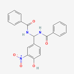molecular formula C21H17N3O5 B3438826 N-[(4-HYDROXY-3-NITROPHENYL)(PHENYLFORMAMIDO)METHYL]BENZAMIDE 
