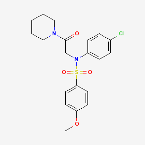 molecular formula C20H23ClN2O4S B3438844 N-(4-chlorophenyl)-4-methoxy-N-[2-oxo-2-(piperidin-1-yl)ethyl]benzenesulfonamide 