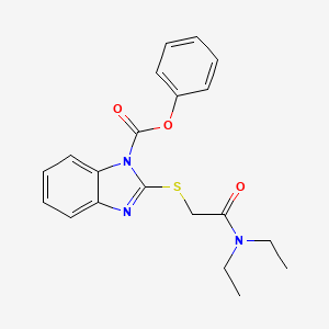 molecular formula C20H21N3O3S B3438898 PHENYL 2-{[(DIETHYLCARBAMOYL)METHYL]SULFANYL}-1H-1,3-BENZODIAZOLE-1-CARBOXYLATE 