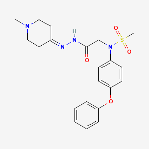 molecular formula C21H26N4O4S B3438909 N-{[N'-(1-METHYLPIPERIDIN-4-YLIDENE)HYDRAZINECARBONYL]METHYL}-N-(4-PHENOXYPHENYL)METHANESULFONAMIDE 