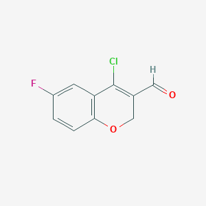 molecular formula C10H6ClFO2 B034391 4-Chloro-6-fluoro-2H-benzopyran-3-carboxaldehyde CAS No. 105799-69-7