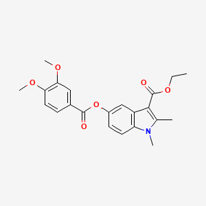 molecular formula C22H23NO6 B3439109 ETHYL 5-(3,4-DIMETHOXYBENZOYLOXY)-1,2-DIMETHYL-1H-INDOLE-3-CARBOXYLATE 