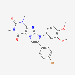 molecular formula C23H20BrN5O4 B3439136 7-(4-BROMOPHENYL)-8-(3,4-DIMETHOXYPHENYL)-1,3-DIMETHYL-1H,2H,3H,4H,8H-IMIDAZO[1,2-G]PURINE-2,4-DIONE 