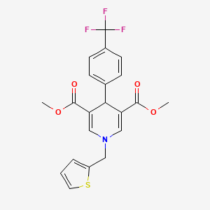 molecular formula C21H18F3NO4S B3439286 3,5-DIMETHYL 1-[(THIOPHEN-2-YL)METHYL]-4-[4-(TRIFLUOROMETHYL)PHENYL]-1,4-DIHYDROPYRIDINE-3,5-DICARBOXYLATE 