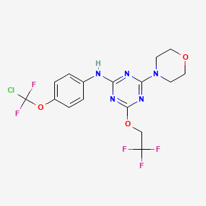 molecular formula C16H15ClF5N5O3 B3439334 N-{4-[chloro(difluoro)methoxy]phenyl}-4-(morpholin-4-yl)-6-(2,2,2-trifluoroethoxy)-1,3,5-triazin-2-amine 