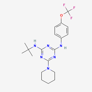 molecular formula C19H25F3N6O B3439367 N-tert-butyl-6-(piperidin-1-yl)-N'-[4-(trifluoromethoxy)phenyl]-1,3,5-triazine-2,4-diamine 