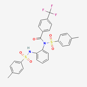 molecular formula C28H23F3N2O5S2 B3439375 N-[2-(4-METHYLBENZENESULFONAMIDO)PHENYL]-N-(4-METHYLBENZENESULFONYL)-4-(TRIFLUOROMETHYL)BENZAMIDE CAS No. 5774-36-7