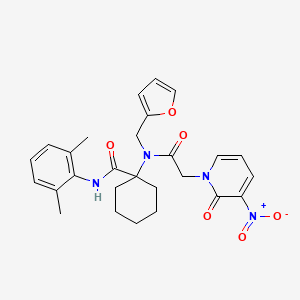 molecular formula C27H30N4O6 B3439385 N-(2,6-DIMETHYLPHENYL)-1-{(2-FURYLMETHYL)[(3-NITRO-2-OXO-1(2H)-PYRIDINYL)ACETYL]AMINO}CYCLOHEXANECARBOXAMIDE 