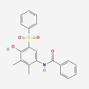 molecular formula C21H19NO4S B3439532 N-[5-(benzenesulfonyl)-4-hydroxy-2,3-dimethylphenyl]benzamide 