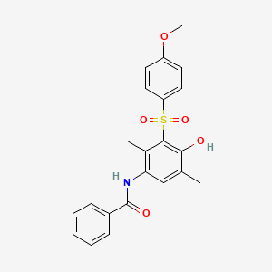 molecular formula C22H21NO5S B3439562 N-[4-HYDROXY-3-(4-METHOXYBENZENESULFONYL)-2,5-DIMETHYLPHENYL]BENZAMIDE 