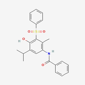 molecular formula C23H23NO4S B3439568 N-[3-(BENZENESULFONYL)-4-HYDROXY-2-METHYL-5-(PROPAN-2-YL)PHENYL]BENZAMIDE 