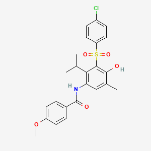 molecular formula C24H24ClNO5S B3439579 N-[3-(4-CHLOROBENZENESULFONYL)-4-HYDROXY-5-METHYL-2-(PROPAN-2-YL)PHENYL]-4-METHOXYBENZAMIDE 