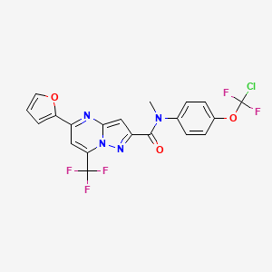 molecular formula C20H12ClF5N4O3 B3439726 N-[4-(CHLORODIFLUOROMETHOXY)PHENYL]-5-(FURAN-2-YL)-N-METHYL-7-(TRIFLUOROMETHYL)PYRAZOLO[1,5-A]PYRIMIDINE-2-CARBOXAMIDE 