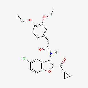 molecular formula C24H24ClNO5 B3439809 N-(5-CHLORO-2-CYCLOPROPANECARBONYL-1-BENZOFURAN-3-YL)-2-(3,4-DIETHOXYPHENYL)ACETAMIDE 