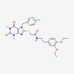 molecular formula C29H35N5O5S B3439970 N-[2-(3,4-DIETHOXYPHENYL)ETHYL]-2-({1,3-DIMETHYL-7-[(4-METHYLPHENYL)METHYL]-2,6-DIOXO-2,3,6,7-TETRAHYDRO-1H-PURIN-8-YL}SULFANYL)ACETAMIDE 