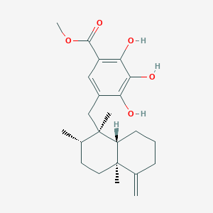 molecular formula C23H32O5 B034401 methyl 5-[[(1R,2S,4aS,8aS)-1,2,4a-trimethyl-5-methylidene-3,4,6,7,8,8a-hexahydro-2H-naphthalen-1-yl]methyl]-2,3,4-trihydroxybenzoate CAS No. 104900-67-6