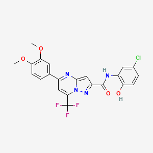 molecular formula C22H16ClF3N4O4 B3440124 N-(5-chloro-2-hydroxyphenyl)-5-(3,4-dimethoxyphenyl)-7-(trifluoromethyl)pyrazolo[1,5-a]pyrimidine-2-carboxamide 
