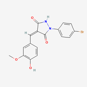 molecular formula C17H13BrN2O4 B3440317 (4Z)-1-(4-bromophenyl)-4-[(4-hydroxy-3-methoxyphenyl)methylidene]pyrazolidine-3,5-dione 