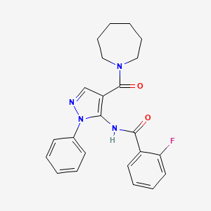 molecular formula C23H23FN4O2 B3440393 N-[4-(azepane-1-carbonyl)-2-phenylpyrazol-3-yl]-2-fluorobenzamide 