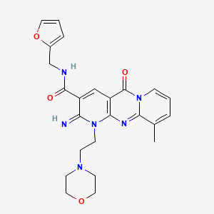 molecular formula C24H26N6O4 B3440423 N-(furan-2-ylmethyl)-6-imino-11-methyl-7-(2-morpholin-4-ylethyl)-2-oxo-1,7,9-triazatricyclo[8.4.0.03,8]tetradeca-3(8),4,9,11,13-pentaene-5-carboxamide 