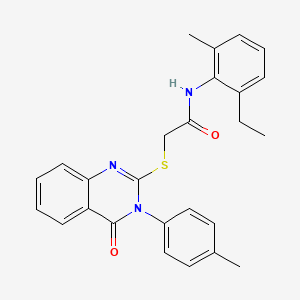 molecular formula C26H25N3O2S B3440557 N-(2-ethyl-6-methylphenyl)-2-{[3-(4-methylphenyl)-4-oxo-3,4-dihydroquinazolin-2-yl]sulfanyl}acetamide 