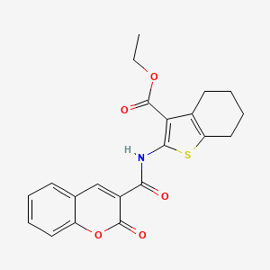 molecular formula C21H19NO5S B3440593 ethyl 2-{[(2-oxo-2H-chromen-3-yl)carbonyl]amino}-4,5,6,7-tetrahydro-1-benzothiophene-3-carboxylate 