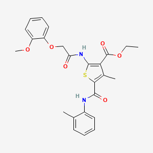 molecular formula C25H26N2O6S B3440604 ETHYL 2-{[(2-METHOXYPHENOXY)ACETYL]AMINO}-4-METHYL-5-(2-TOLUIDINOCARBONYL)-3-THIOPHENECARBOXYLATE 