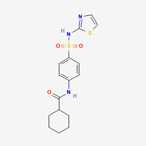 molecular formula C16H19N3O3S2 B3440611 N-{4-[(1,3-thiazol-2-yl)sulfamoyl]phenyl}cyclohexanecarboxamide 