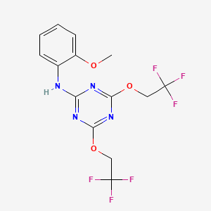 molecular formula C14H12F6N4O3 B3440848 N-(2-methoxyphenyl)-4,6-bis(2,2,2-trifluoroethoxy)-1,3,5-triazin-2-amine 
