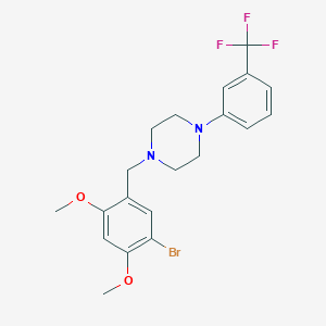 molecular formula C20H22BrF3N2O2 B3440965 1-[(5-Bromo-2,4-dimethoxyphenyl)methyl]-4-[3-(trifluoromethyl)phenyl]piperazine 