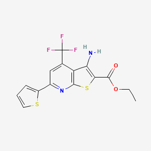 molecular formula C15H11F3N2O2S2 B3441172 Ethyl 3-amino-6-(thiophen-2-yl)-4-(trifluoromethyl)thieno[2,3-b]pyridine-2-carboxylate 