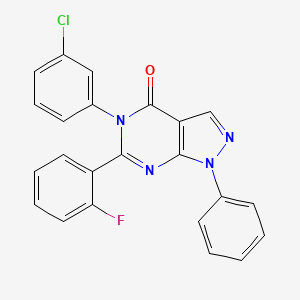 molecular formula C23H14ClFN4O B3441256 5-(3-Chlorophenyl)-6-(2-fluorophenyl)-1-phenyl-1H,4H,5H-pyrazolo[3,4-D]pyrimidin-4-one 
