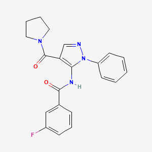 molecular formula C21H19FN4O2 B3441281 3-fluoro-N-[1-phenyl-4-(pyrrolidin-1-ylcarbonyl)-1H-pyrazol-5-yl]benzamide 