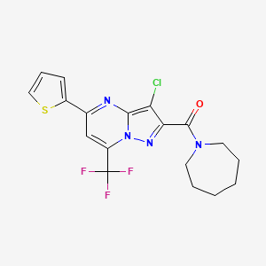 molecular formula C18H16ClF3N4OS B3441603 2-(1-azepanylcarbonyl)-3-chloro-5-(2-thienyl)-7-(trifluoromethyl)pyrazolo[1,5-a]pyrimidine CAS No. 5678-77-3