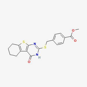 molecular formula C19H18N2O3S2 B3441669 Methyl 4-{[(4-oxo-3,4,5,6,7,8-hexahydro[1]benzothieno[2,3-d]pyrimidin-2-yl)sulfanyl]methyl}benzoate 